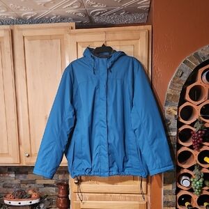 L.L. Bean Winter Warmer Jacket Fleece Lined Full Zip Up Long Sleeve Hooded Blue